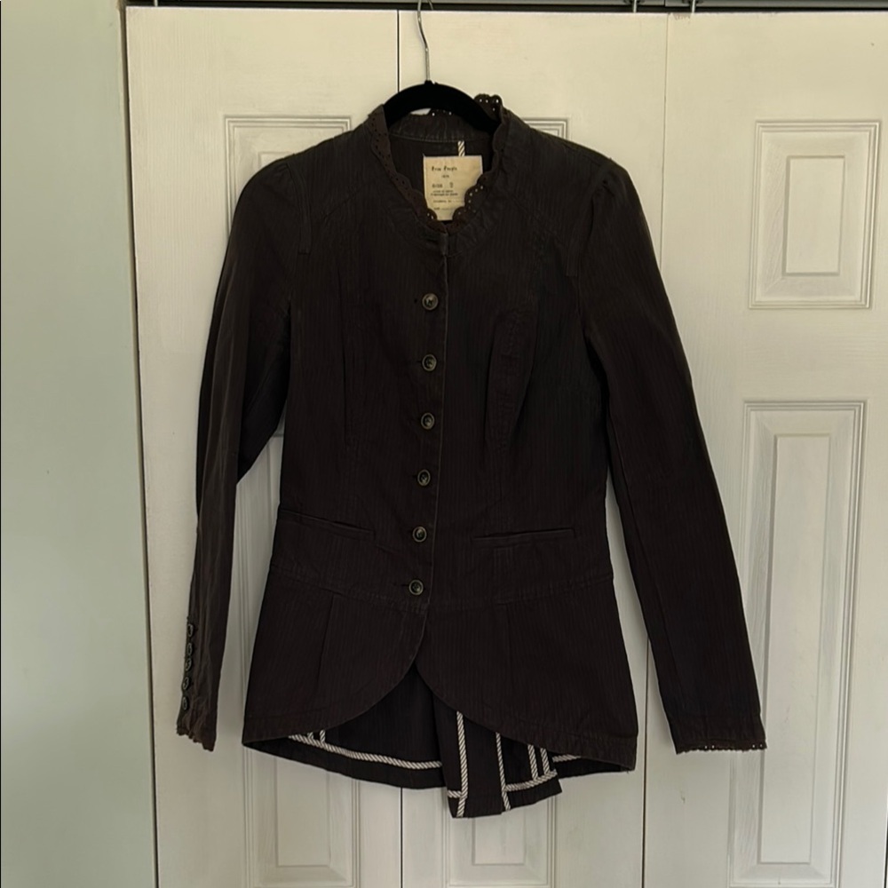 Free People Black Tailored Blazer with Structured Design